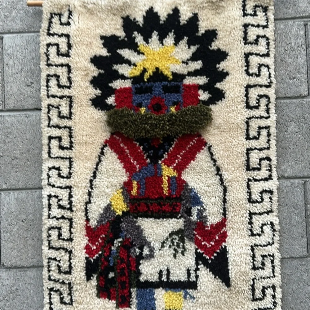 Vintage KATCHINA Hanging latch hook rug- 37x24”